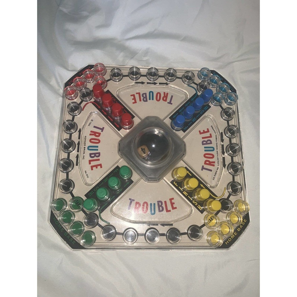 Vintage Kohner 1965 POP-O-MATIC Trouble Game Original Box 100% Complete